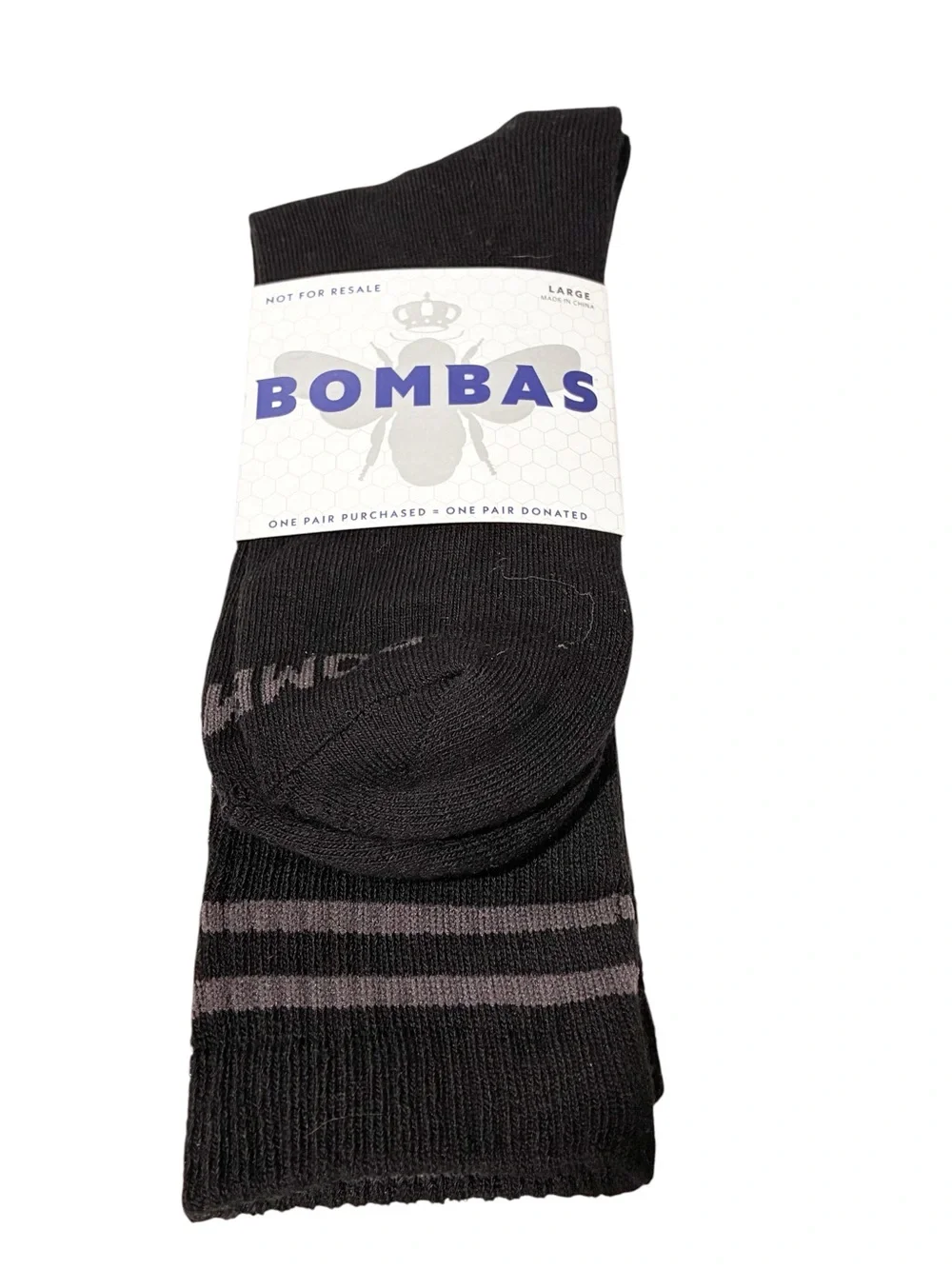 Bombas Socks Men Size Large Black Calf Honeycomb Arch Support NEW
